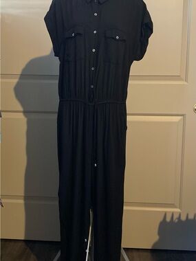 Black Women’s Jumpsuit - Classic Button-Front